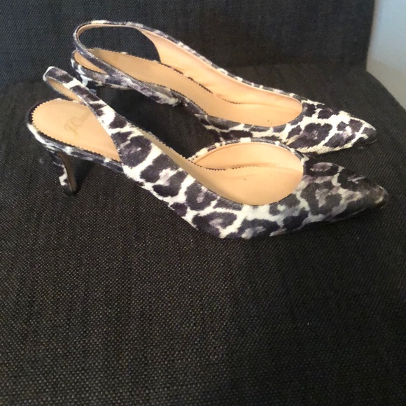 J. Crew Shoes - Jcrew Kitten Heels B/W leopard faux fur Size 8 1/2